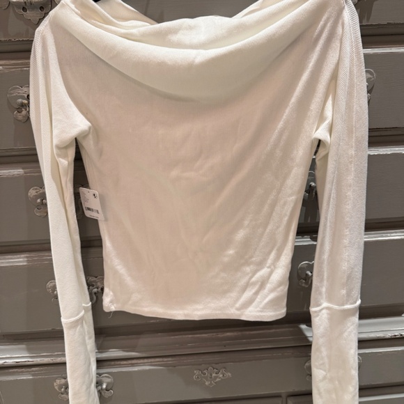 FREE PEOPLE We The Free GIGI Long Sleeve Cowl Neck Top - WHITE *NWT* size L - Picture 5 of 8